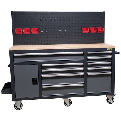 [WBG02M] Tool trolley with back wall solid wood worktop