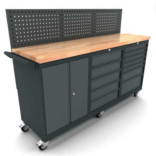 [WBG186M14] Workbench mobile 2 doors 12 drawers cabinet incl. back panel